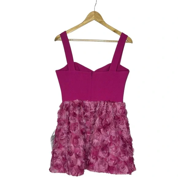 NWT Dress The Population Melanie Floral Applique Mixed Media Mini Dress L - Picture 4 of 10